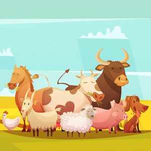 دانلود طرح گرافیکی لایه باز بک گراند کارتونی حیوانات مزرعه