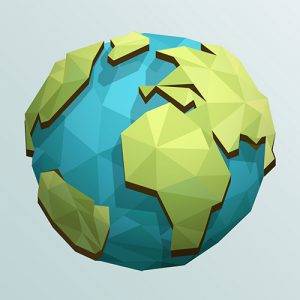 دانلود طرح گرافیکی لایه باز پس زمینه کره زمین به شکل اوریگامی