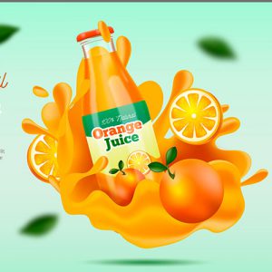 دانلود طرح گرافیکی لایه باز المان بطری آب پرتقال