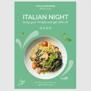 دانلود طرح گرافیکی لایه باز تراکت برای رستوران های ایتالیایی