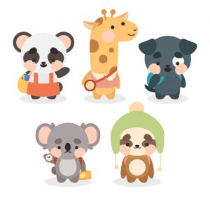 دانلود فایل فتوشاپ (PSD) طرح گرافیکی لایه باز طرح کارتونی از حیوانات کوچک و قشنگ مناسب برای طراحی های مربوط به کودکان