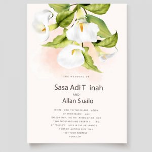 دانلود طرح گرافیکی لایه باز کارت دعوت عروسی با گل شیپوری